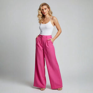 Zara Small Hot Pink High Rise Wide Leg Pants